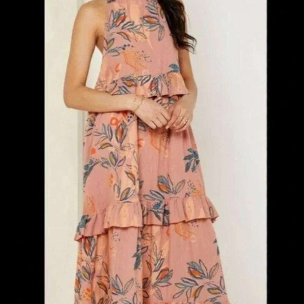 Free People Pink Floral Maxi Dress
